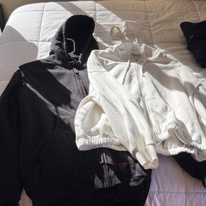 Black and White Zip-Up Hoodies